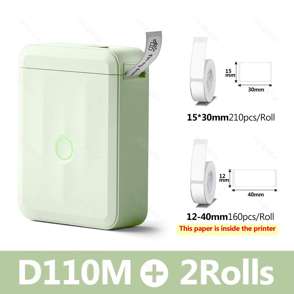 D110 Smart Portable Label Printer Mini Pocket Thermal Sticker Maker Self-Adhesive Label Papers for Office Home USE