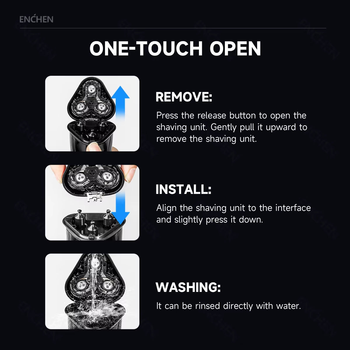 Electric Shaver 3D Blackstone 3 IPX7 Waterproof Razor Wet and Dry Dual Use Face Beard Battery Digital Display for Men