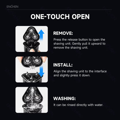 Electric Shaver 3D Blackstone 3 IPX7 Waterproof Razor Wet and Dry Dual Use Face Beard Battery Digital Display for Men