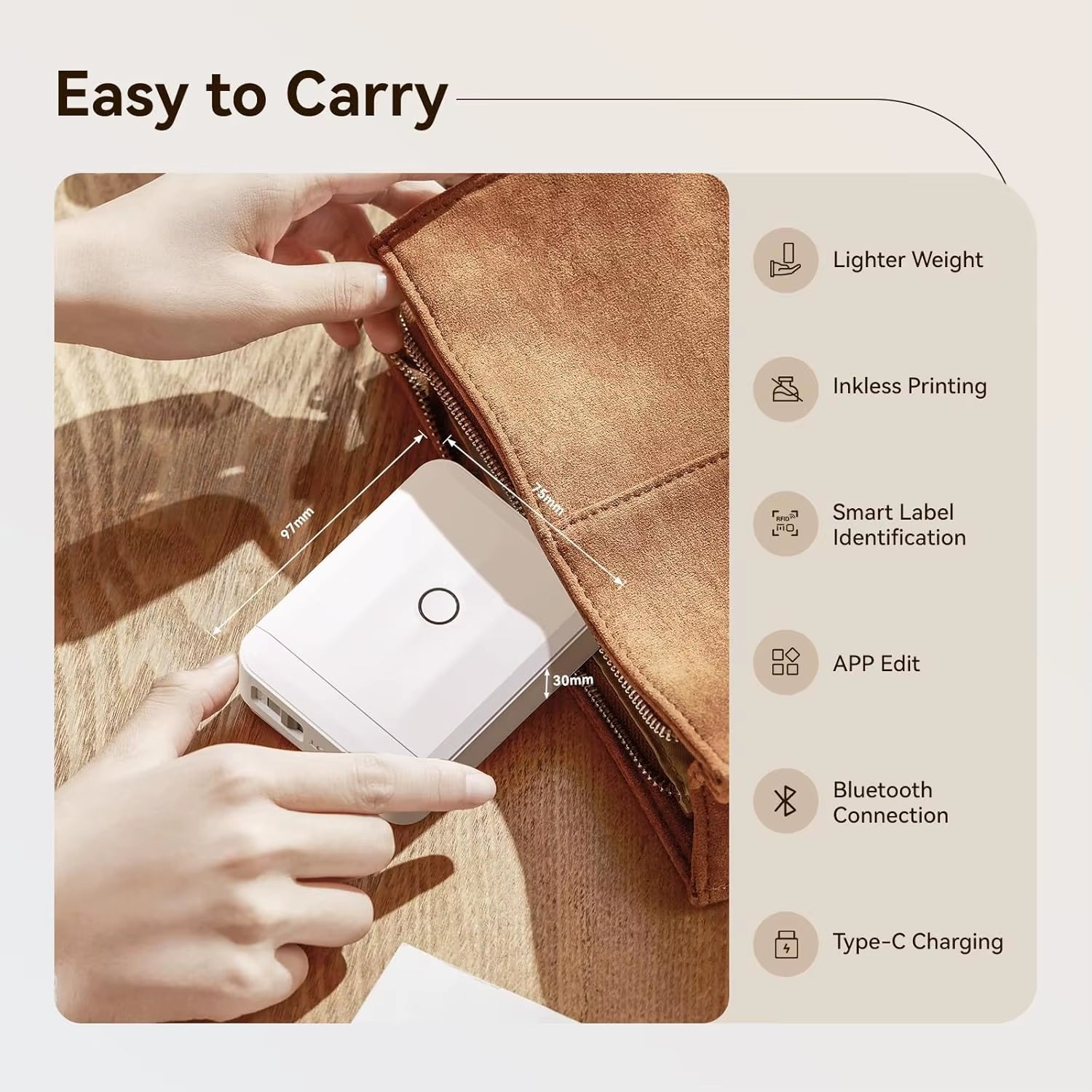 D110 Smart Portable Label Printer Mini Pocket Thermal Sticker Maker Self-Adhesive Label Papers for Office Home USE