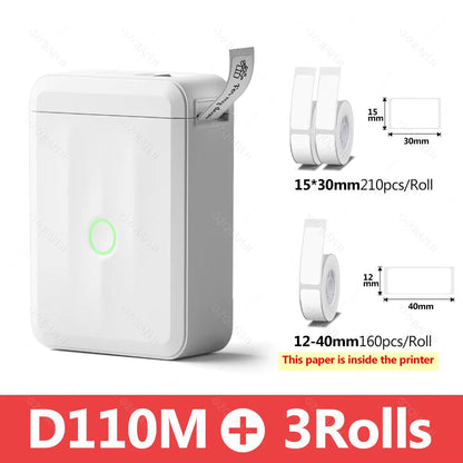 D110 Smart Portable Label Printer Mini Pocket Thermal Sticker Maker Self-Adhesive Label Papers for Office Home USE
