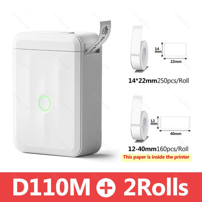 D110 Smart Portable Label Printer Mini Pocket Thermal Sticker Maker Self-Adhesive Label Papers for Office Home USE