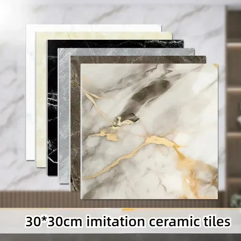 PVC Imitation Marble Wall Stickers Self-Adhesive Floor Stickers Waterproof Bathroom Living Room Decoration Decals 30*30Cm
