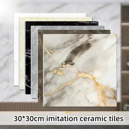 PVC Imitation Marble Wall Stickers Self-Adhesive Floor Stickers Waterproof Bathroom Living Room Decoration Decals 30*30Cm