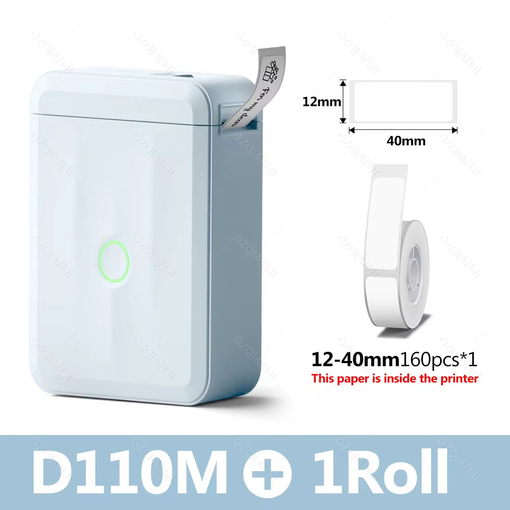 D110 Smart Portable Label Printer Mini Pocket Thermal Sticker Maker Self-Adhesive Label Papers for Office Home USE