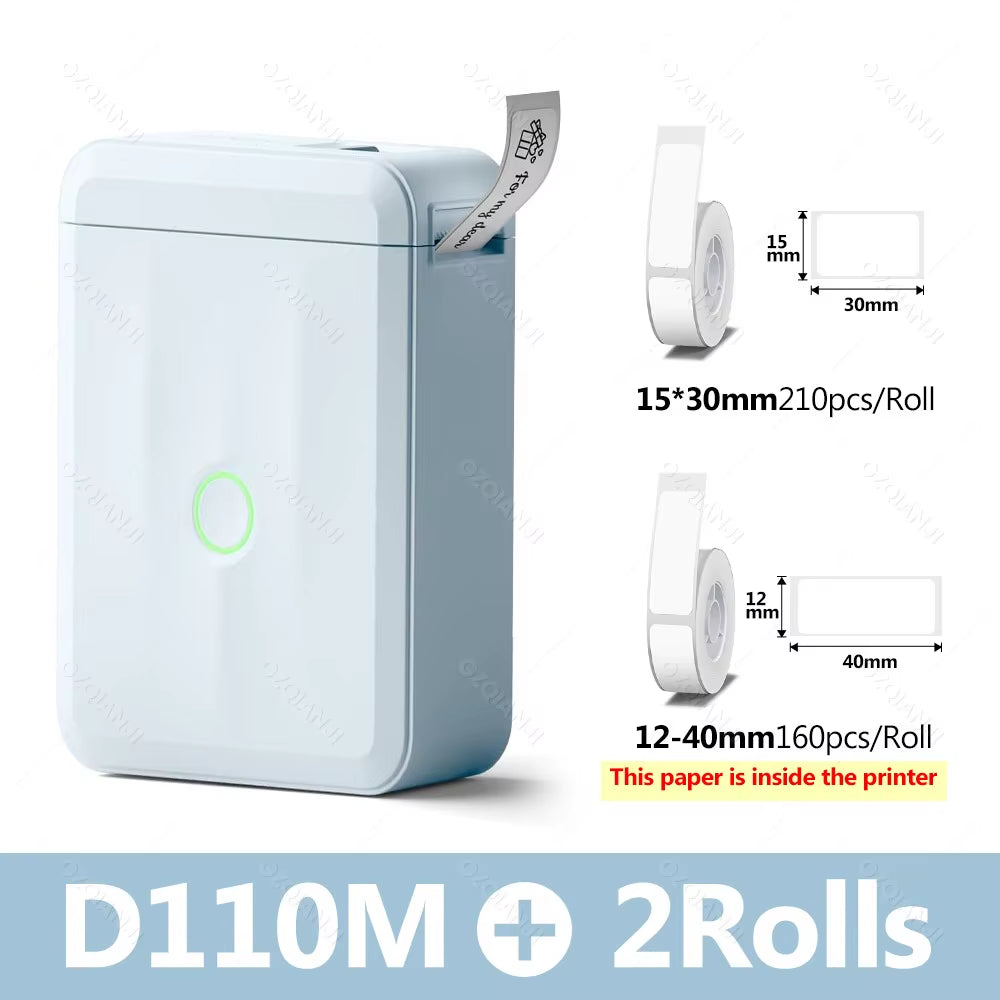 D110 Smart Portable Label Printer Mini Pocket Thermal Sticker Maker Self-Adhesive Label Papers for Office Home USE
