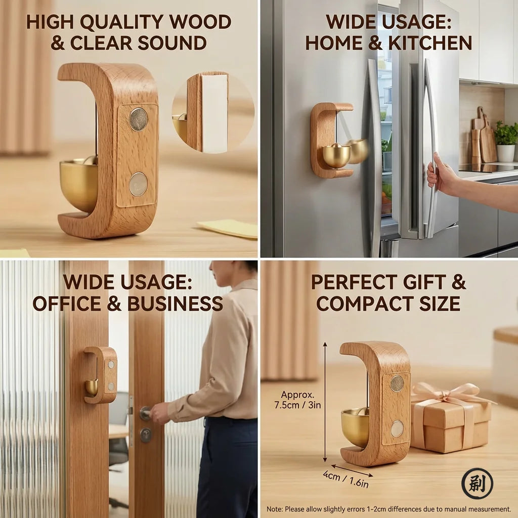1PC Brass Doorbell Reminder Wind Chime C-Shaped Magnetic Suction Home Car Decoration Unique Housewarming Gift