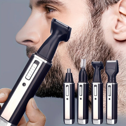 Men'S 4-In-1 Electric Grooming Kit, Rechargeable, for Trimming Hair, Beard, Nose Hair, and Ear Hair. Precise Cleaning with Gentl
