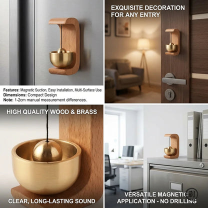 1PC Brass Doorbell Reminder Wind Chime C-Shaped Magnetic Suction Home Car Decoration Unique Housewarming Gift