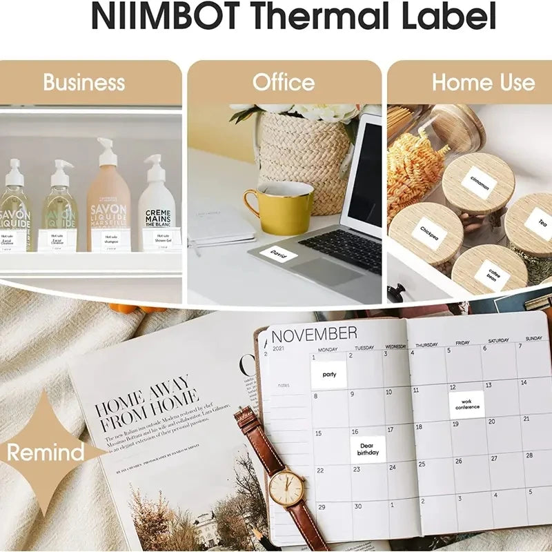 Thermal Papers White Thermal Self-Adhesive Stickers Compatible for P50/S2 Portable Thermal Printer to Gift/Marking/Tape