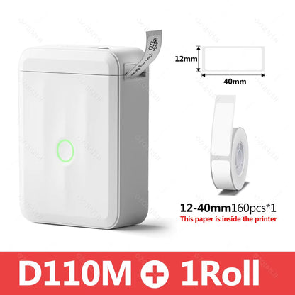 D110 Smart Portable Label Printer Mini Pocket Thermal Sticker Maker Self-Adhesive Label Papers for Office Home USE