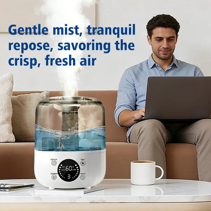 3000Ml Smart Air Humidifier with Dual Mist Output: Essential Oil Aroma Diffuser for Home & Office, Equipped with Adjustable Fog