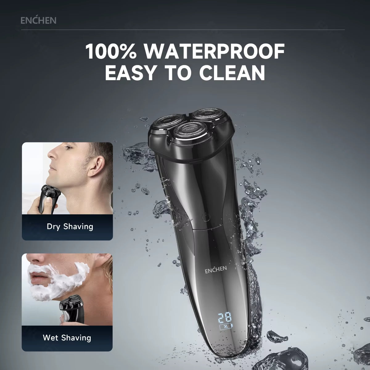Electric Shaver 3D Blackstone 3 IPX7 Waterproof Razor Wet and Dry Dual Use Face Beard Battery Digital Display for Men